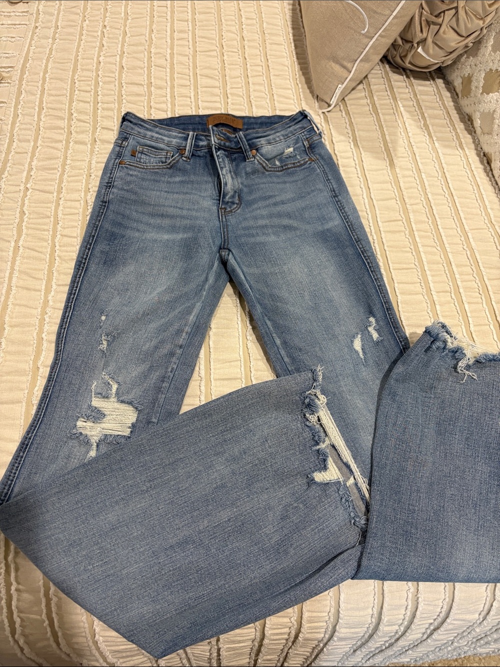 Judy Blue Light Blue Distressed Flare Jeans